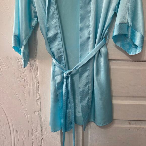 Partners by Mervans vintage Woman's Baby Blue Long Sleeve Robe with Belt size S - Picture 3 of 7